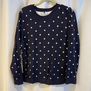 Croft & Barrow polka dot sweater, navy & white, petite lg.